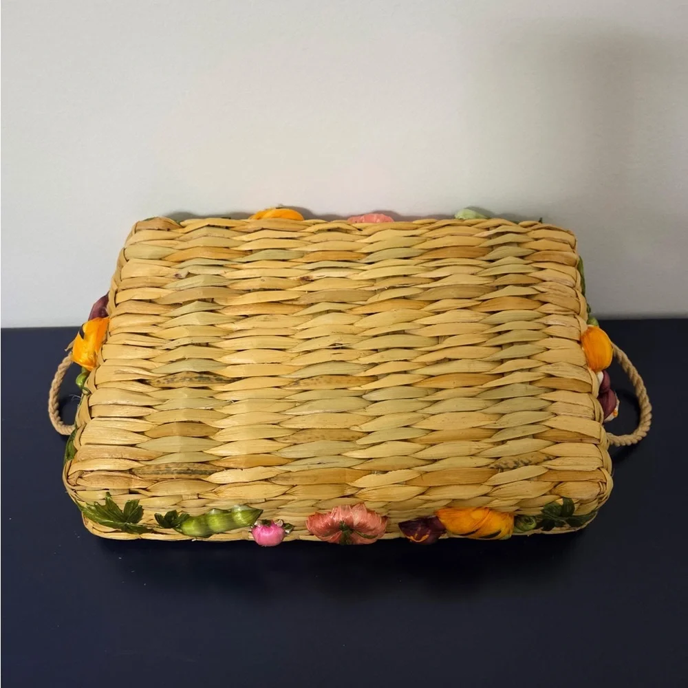 Vintage Raffia  basket 9 x 13 perfect for parties